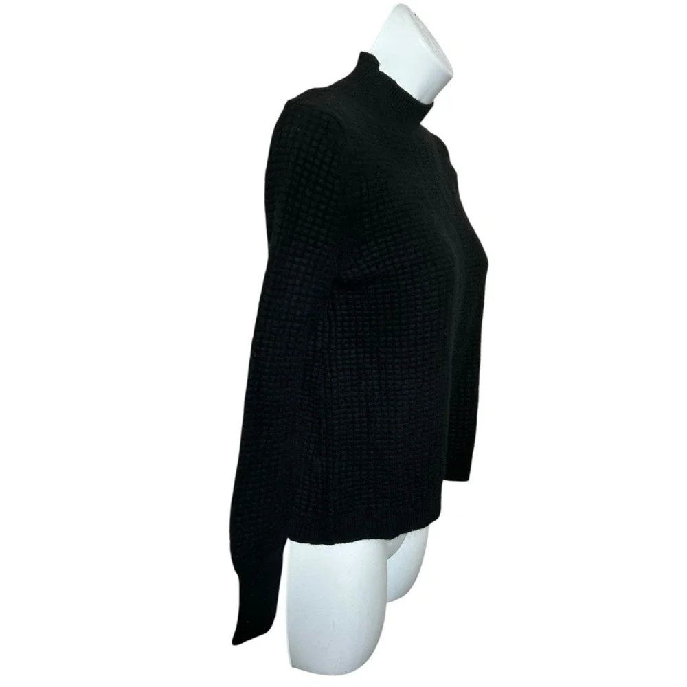 Women's Banana Republic Black Pullover Sweater Sz S Square Textured Cotton Blend